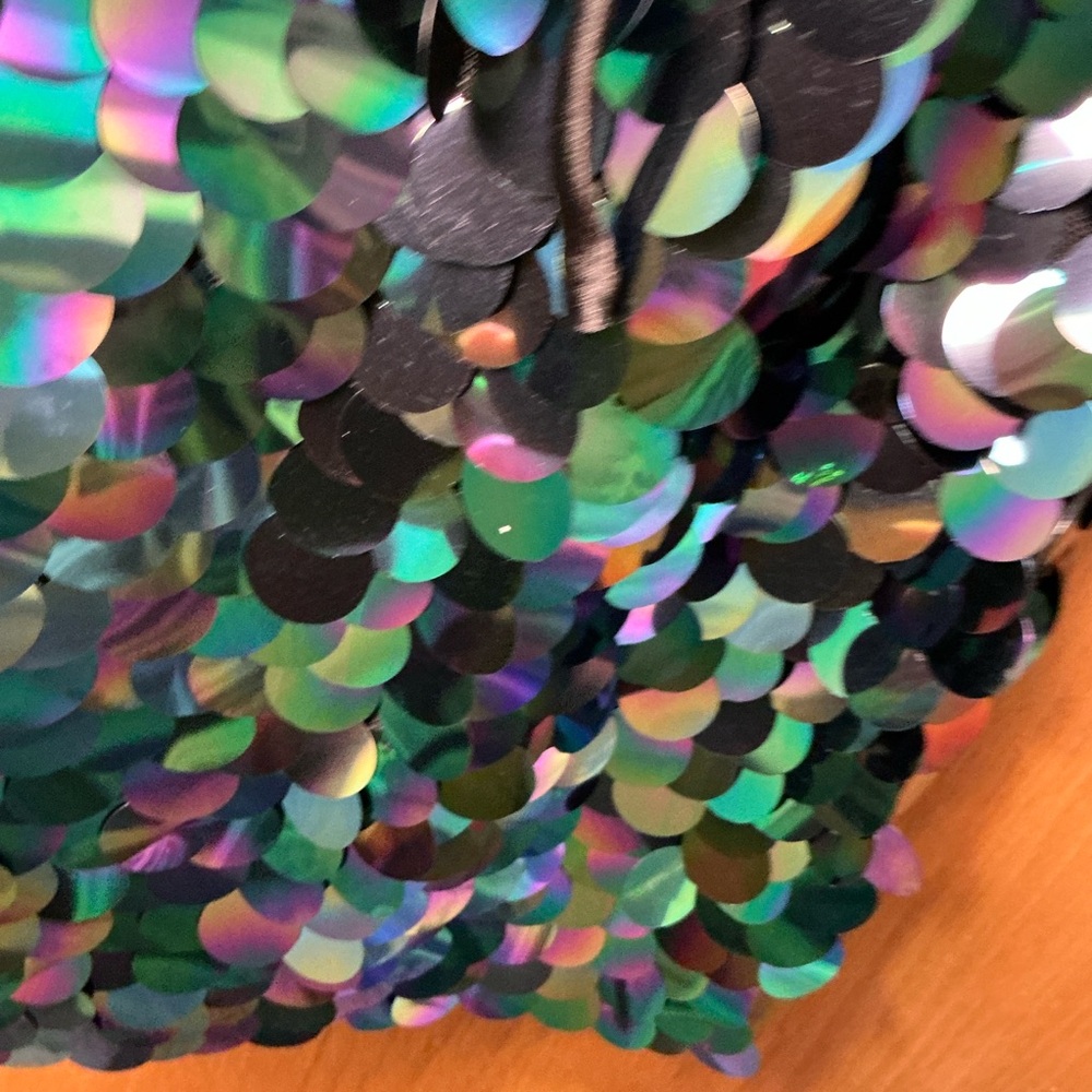 City Studio Juniors Sequin Paillette Mini Dress Iridescent Blue and Green SM New - Picture 7 of 12